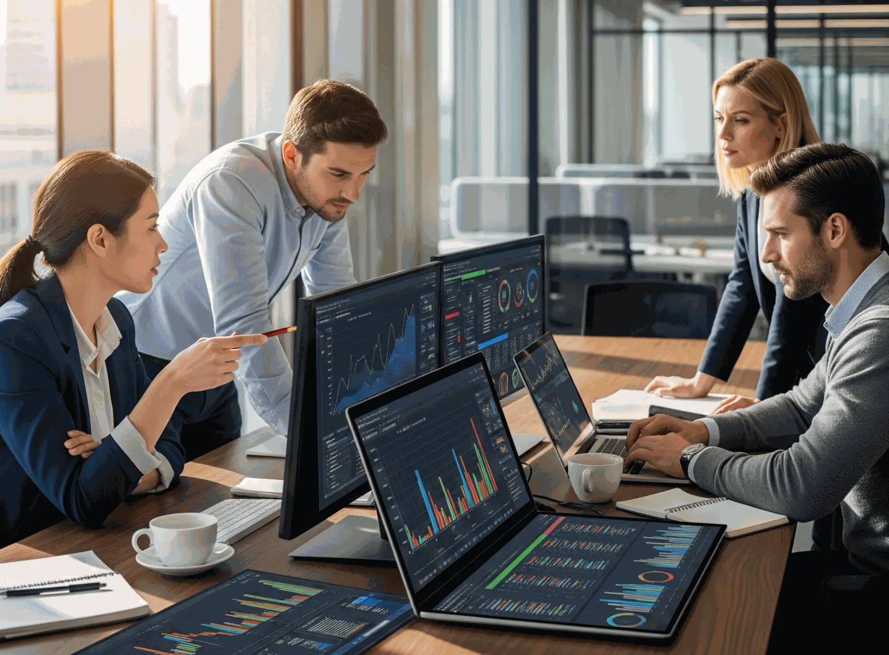 Equipo de marketing analizando datos